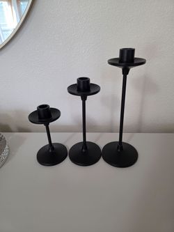 Set of 3 Black Metal candlesticks
