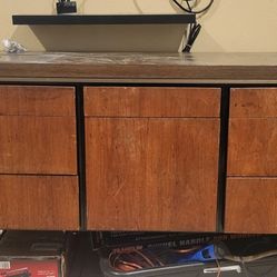 Metal and Wood Filing Cabinet