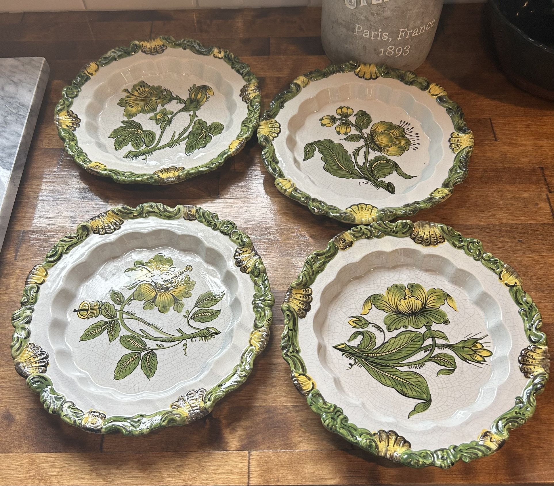 Vintage Italian Ceramic Floral Plates Signed