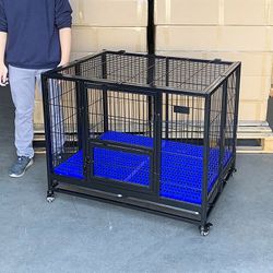(Brand New) $180 Large Heavy-Duty Dog Crate 41”x31”x34” Single-Door Folding Cage Kennel w/ Plastic Tray