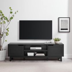 New Black Modern 2-Door TV Media Entertainment Stand for TVs up to 65” 