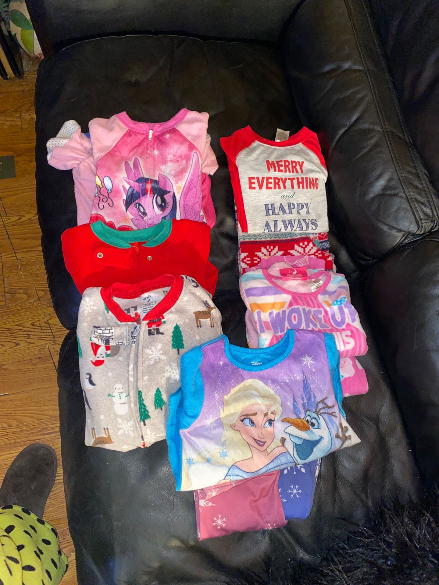 3 onesies size 4 & 3 pajama sets