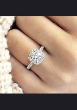 White Gold Plated CZ Solitaire Ring Size 9