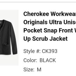 Cherokee Scrub Jacket MEDIUM 