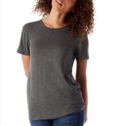 143 Women’s Charcoal Grey Relaxed Lightweight Classic Crew Athletic Workout Tee