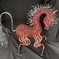 Saulo Moreno Hernández, Legendary Mexican Folk Artist, Large Metal and Enamel Horse Sculpture