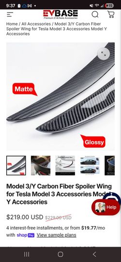 Tesla model 3 carbon fiber fins