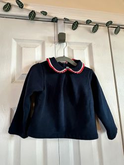 Jacadi navy top with ribbon Peter Pan collar, 24 months