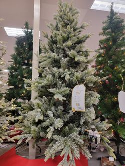 6 1/2 ft Pre-lit Flocked Glittered Balsam Fir Christmas Tree