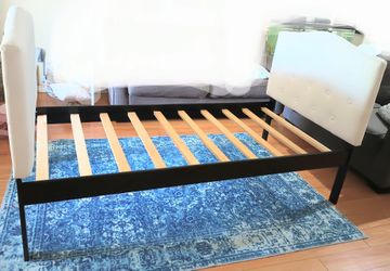Regular White And Black Twin Bed Frame.