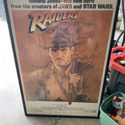 Excellent Condition - Black Framed 1994 Indiana jones Raiders of the Lost Ark Poster 
