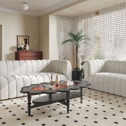 Brand New Super Plush Channeled Boucle Sofa Loveseat 