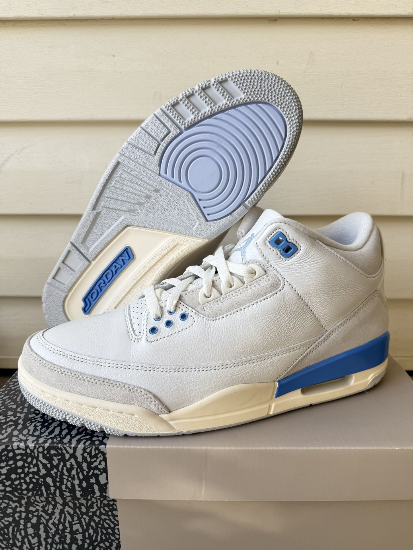 Nike Air Jordan 3 Retro Shoes 'Lucky Shorts' White Blue CT8532-101 Men's Size 10