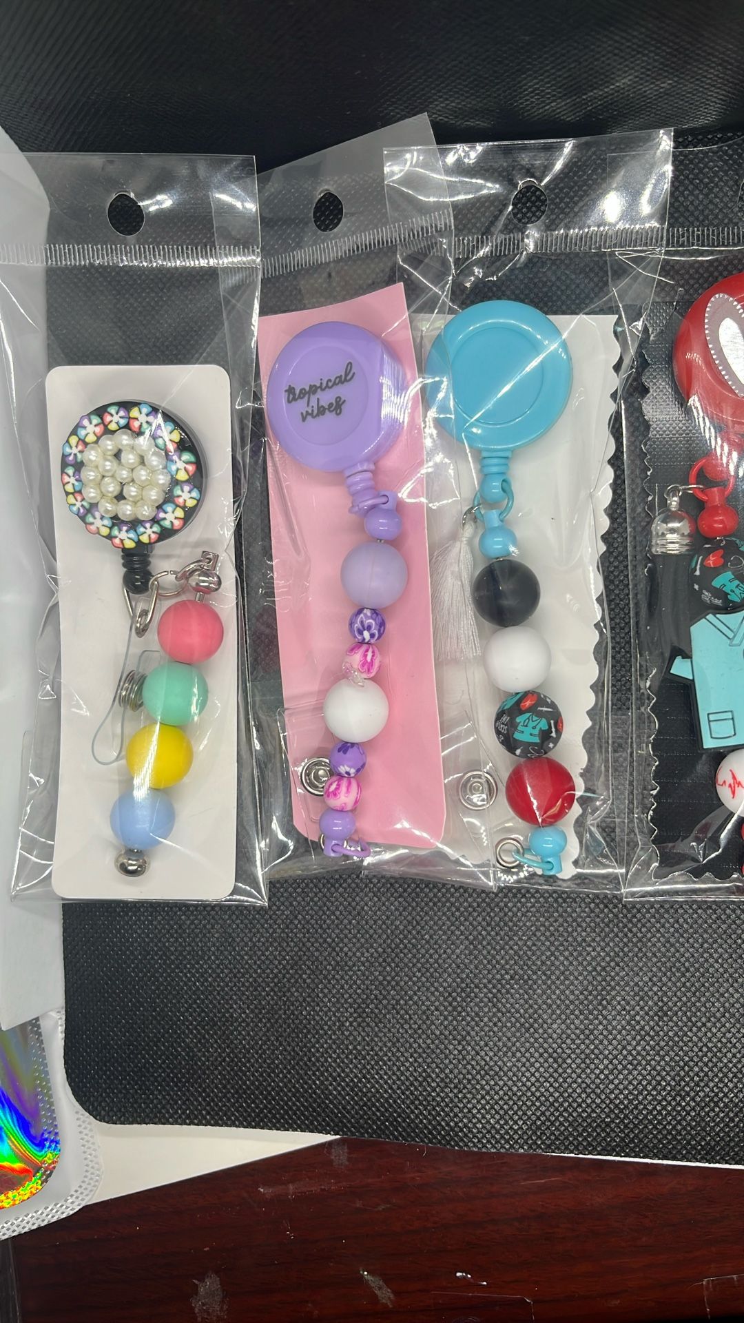 Beaded design Card /clip Holder For Badges