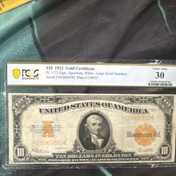 This is a 1922 Michael Hillegas $10 Gold Certificate.