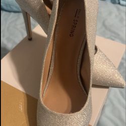 Call It Spring Silver Glitter Heels