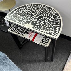 Zakiya 2- pc Demilune Nesting Table Set Black & White