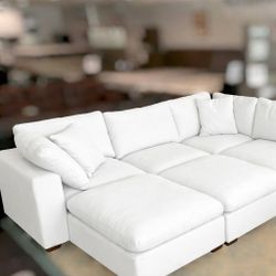 White Cloud Modular Sectional Couch Sofa With Ottoman 