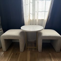 2 Gray modern chairs ottoman