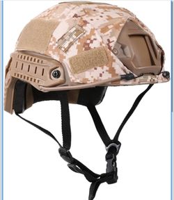 2pk Tactical Helmet with Helmet Cover, Airsoft Helmet with Front NVG Mount and Side Rail, PJ Type Tactical Paintball Airsoft Fast Helmet for Cosplay 