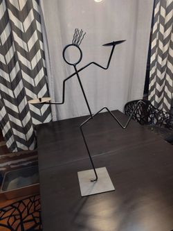 Tall Metal CB2 Runing Man Candle Holder
