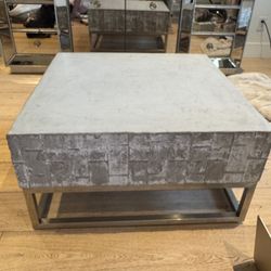 West Elm Chrome And Concrete Coffee Table