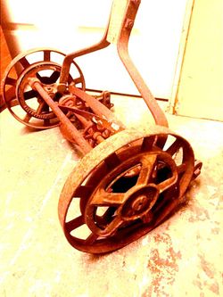 antique lawnmower decoration