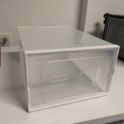 12 Pack Stackable Storage Bins for Shoes - Clear Plastic, Foldable Shoe Box