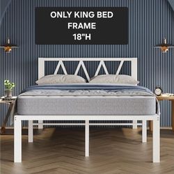 KING BED FRAME 18"   white NO BOXSPRING NEEDED