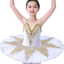ZX Girl's Ballet Swan Lake Tutu Costume Professional Camisole Skirted Leotard Ballerina Dancewear Fairy Princess Dress