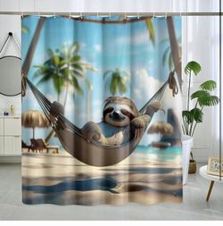 Tropical Beach Themed Shower Curtain