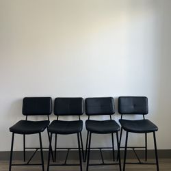 Set Of 4 Black Modern Bar Stool Chairs 