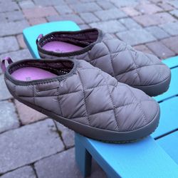 WOMENS COLUMBIA OMNI-HEAT LAZY BEND CAMPER SLIP-ON QUILTED MULES US SIZE 8 GREEN