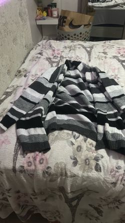 Black White Grey Striped Knit Sweater