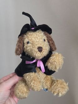 Old Navy Halloween Witch Dog Plush Stuffed Animal Tan Brown 8 Inch Costume