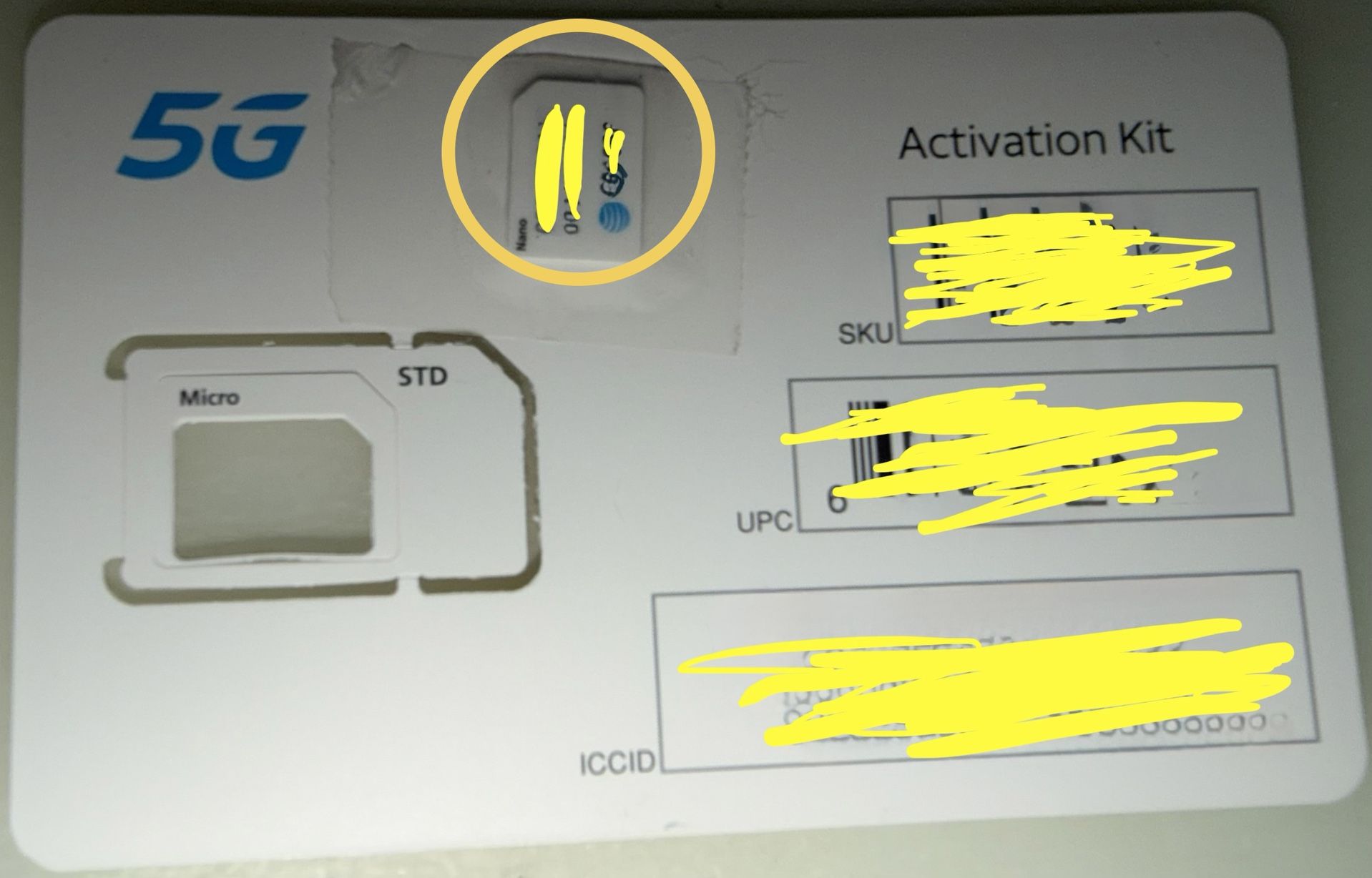 AT &T Sim Card Activation Kit fits nano Or standard size Slot **all-Purpose Collectible