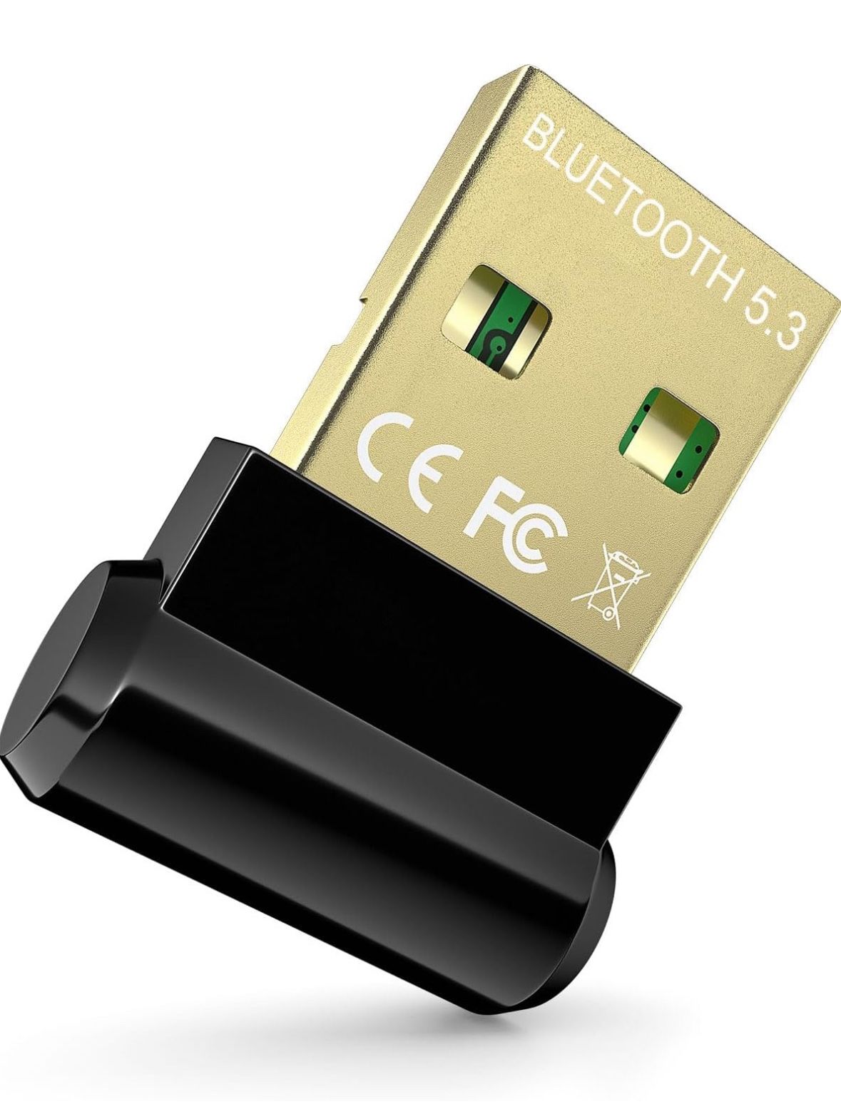 Bluetooth Adapter for Desktop PC, Plug & Play 5.3 USB Mini EDR Dongle Receiver & Transmitter for Laptop Computer Compatible with Headphones Keyboard M