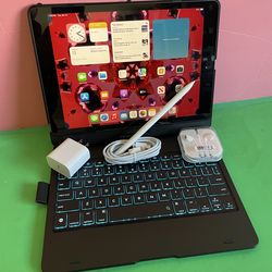 Apple IPad 9th Generation (10.2” Retina /Touch ID /IOS 18/ 2021 Model) 64GB with Pen, Keyboard  & Accessories