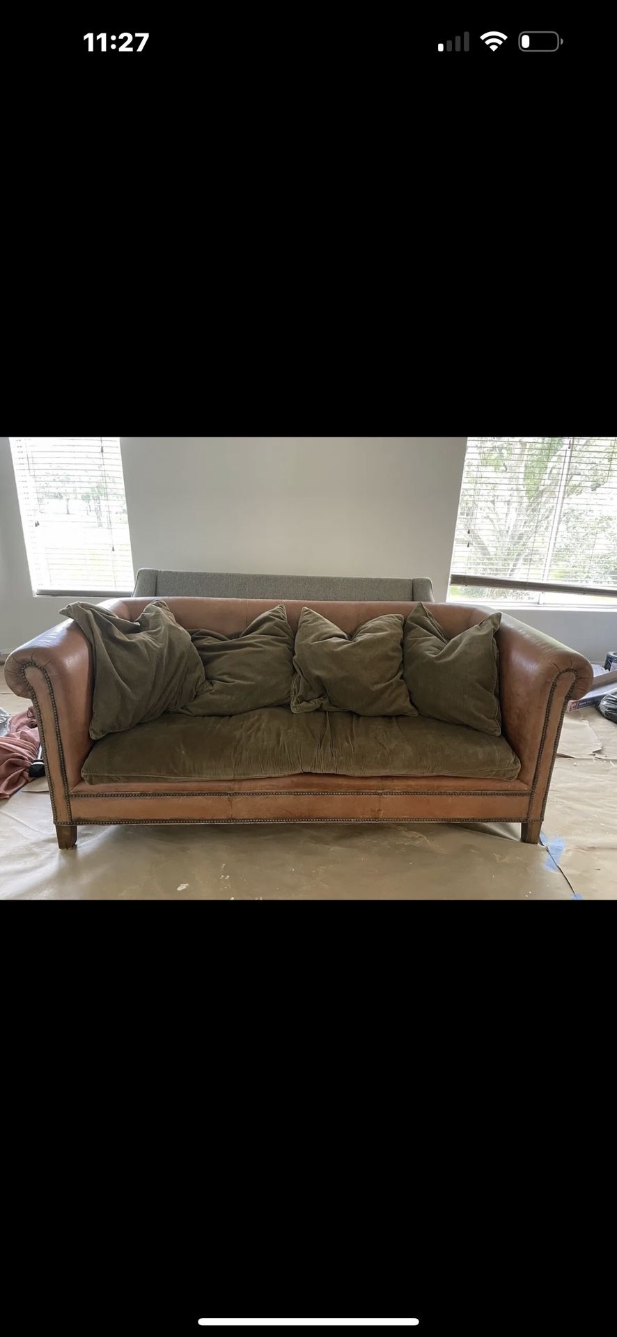 Large Ralph Lauren Brompton 3-seat Vintage Brown Heritage Leather Sofa