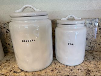 Rae Dunn Typewriter Font Coffee & Tea Canisters