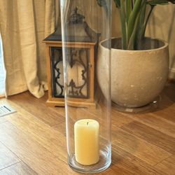 Tall Hurricane Glass Vase