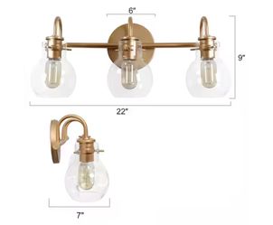 Robb Modern 3-Light Gold Bathroom Vanity Light Interior Powder Room Lighting with Clear Globe Shades