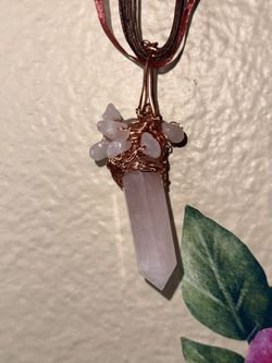 Rose Quartz, Copper Wrapped Necklace