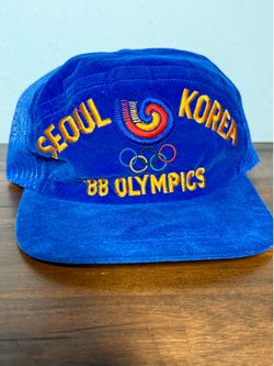 Vintage 1988 Seoul Korea Olympics Velvet Hat Snapback Mesh Cap!