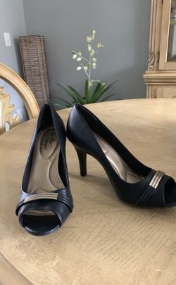 Open toed black heels