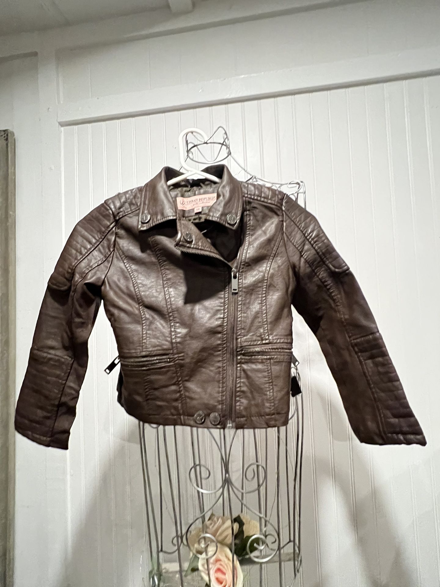 Urban Republic Girls Leather Jacket  Color cafe 5/6 size