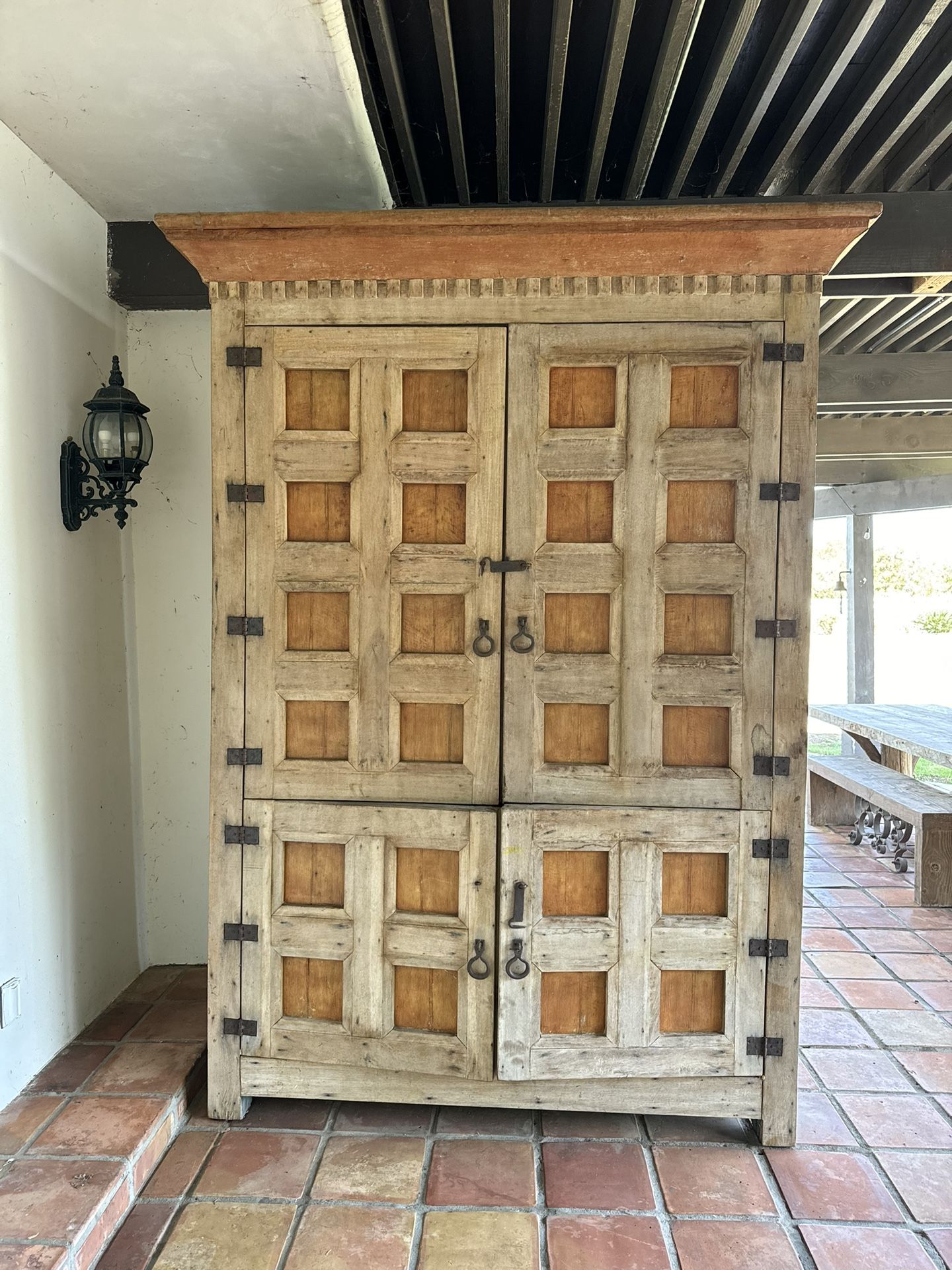 Solid Mesquite Wood Armoire. very heavy. pick up only as is. 
