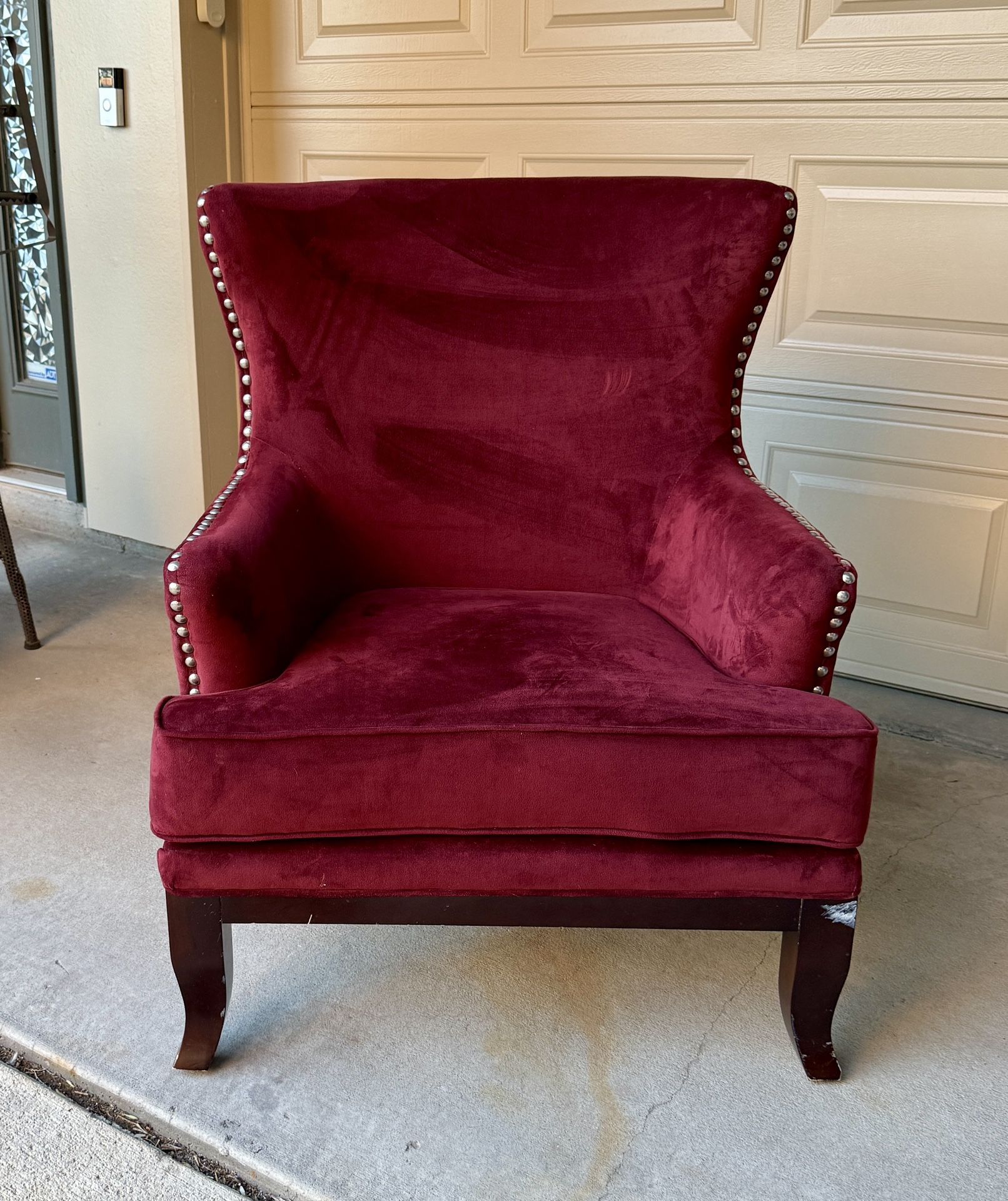 Elegant studded wingback throne arm side chair - living room bedroom study den - Victorian gothic
