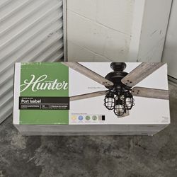 Hunter 52 in. LED Indoor/Outdoor Matte Black Ceiling Fan with Light Kit