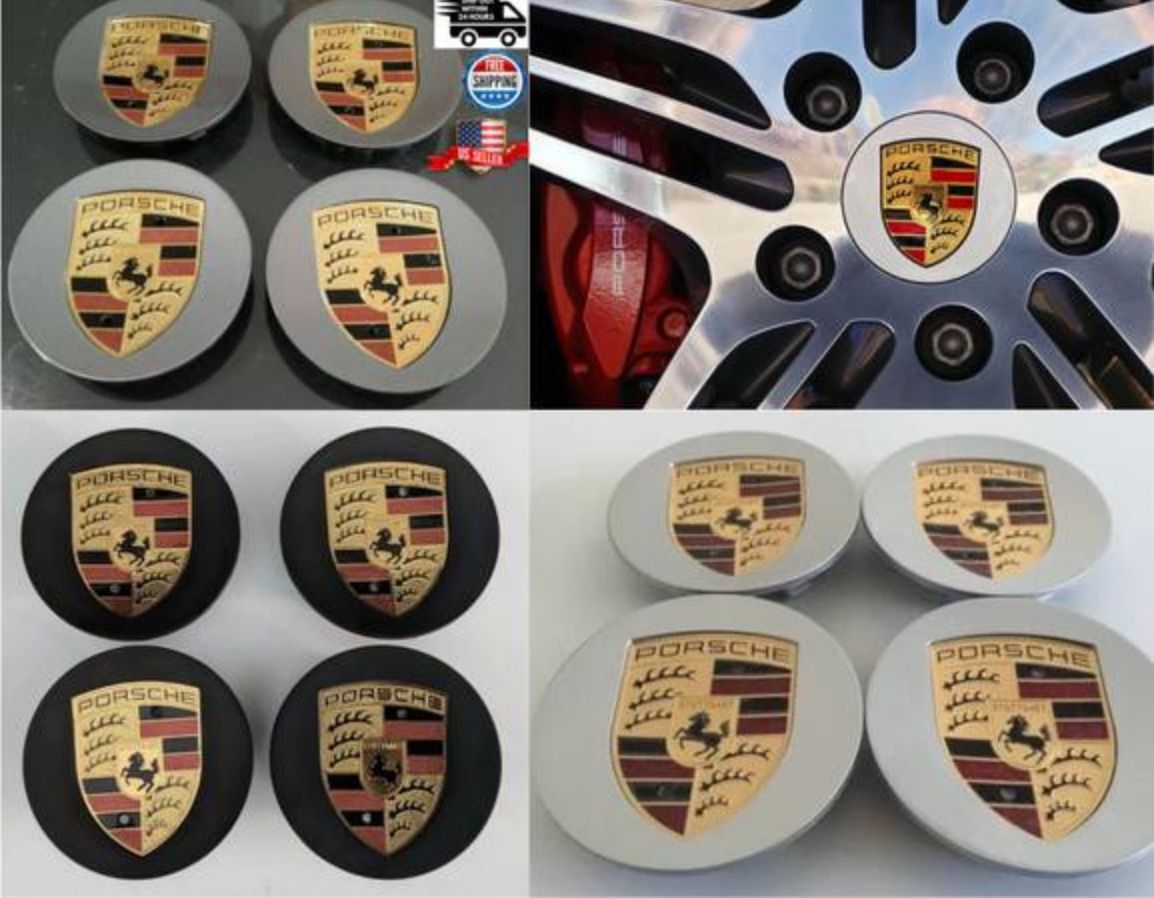 Porsche 911 OEM factory Center caps 76 mm Brand New SET OF 4 boxster PANAMERA CAYENNE CAYMAN